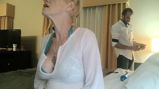 Horny granny Carla loves to show herself
