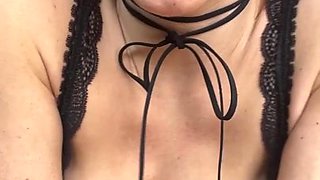 Busty tits MILF Solo Dildo In Lingerie