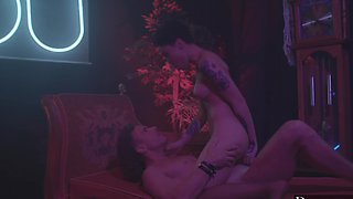 Mick Blue fucked tattooed ebony Honey Gold hard.