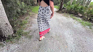 POV Redhead Flashing and Sex Outdoor