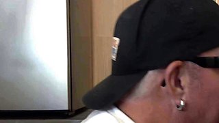 Spycam caught in gloryhole bearded suck
