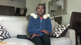 Cute african teen is showing all her talents at the porn casting