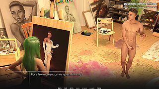 Beautiful Teen with Green Hair and a Perfect Body Gives Blowjob, Deepthroat and Swallows Cum - Taboo University