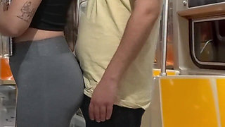 Student Girl Gets Cum on New York Subway Train.