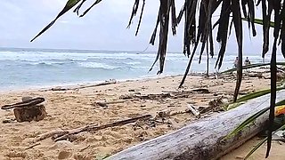 Public Beach Butt Plug Insertion by a Solo Female