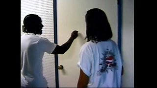 Black Chick Has an Interracial Threesome in the Toilet