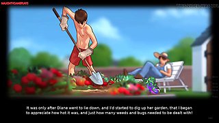 Lucky Pervert Helps Busty Sexy BBW Lonely Neighbor MILF in Her Garden She Tries To Seduce Him - Summertime Saga 04 3D Games