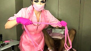 Blonde crossdresser getting his cock and balls shaved