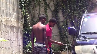 Outdoor assfucked african facialized