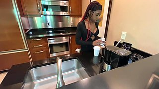 Giving My Ebony Step-sister Morning Dick All Overher Step-daddys Suite in Vegas-1