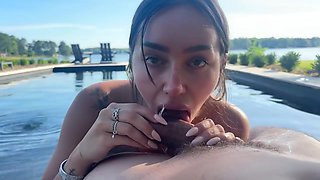 Snorts My Cum , Real Public Outside Pool Sex- Gorgeous Latina Perfect Tits With Sisi Rose And Latina Gorgeous
