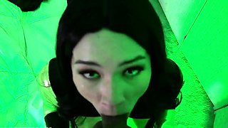 Hot babe interracial blowjob