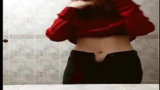 Cute Girl Undressing in Bathroom Before Shower 2