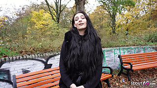 GERMAN SCOUT - Pink Bush and saggy Tits Girl Alexa Throat Pick Up for Casting Fuck