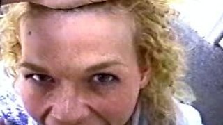 Blonde amateur blowjob POV in public