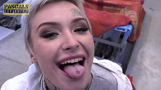 Tattooed Blonde slut loves rough sex - Hardcore and deepthroat blowjob