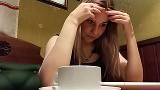 Hot Blonde Letty Black Gets Remote Vibrator Orgasm in Public Restaurant - Russian Amateur Fun