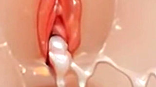 Red Latex and High Heels Creampie Pussy
