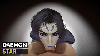 Kai'Sa gives a blowjob until he cums