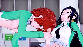 Futa adventures of Shiba Miyuki and Chiba Erika in this wild anime hentai