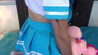 Latina Teen's Amateur Dildo Passion in a Uniform Fantasy