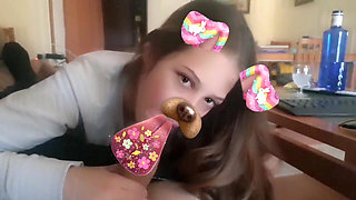 Latina Sucking Big Cock with Snap Filter