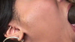 Ebony babe enjoys her deepthroat and bukkake gangbang with BBC guys