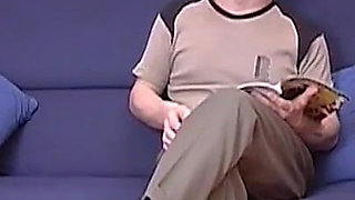 MILF in pantyhose gets good sex on the couch