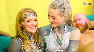 2 alternative sluts 6 cocks,Gagging, DP, Facial cumshot
