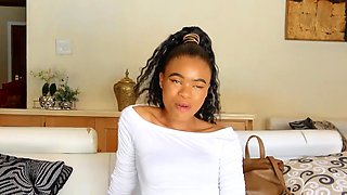 African MILF sucks the boss white cock