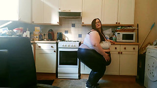SSBBW BBW Kitchen Play in Sexy Tight Clothing Part 2