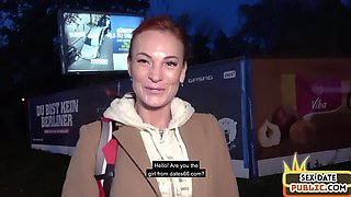 Pulled german bitch fond of public sex