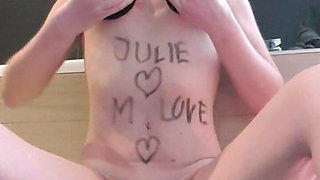 Julie Prepares Herself with Self Fisting