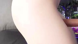 Big Tits Tranny Jerking her Big Hard Cock