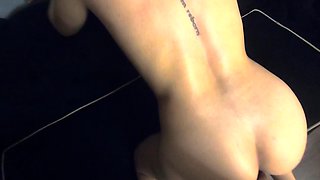 Horny housewife made to cum hard with a sex toy doggystyle