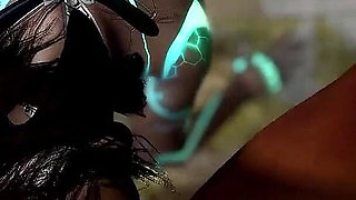 Robot Girl Standing Throat Fucking