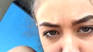 Big booty ass and busty blonde teasing in car and outdoor