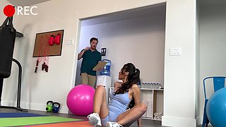 Asian beauty gets a big cock in her pussy in doggystyle position.