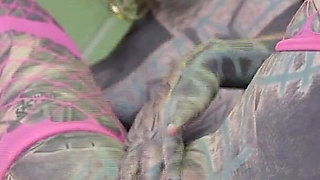 Heavily Tattooed Teen Anal Stretching