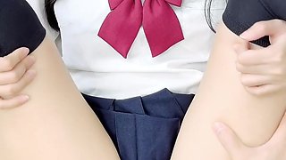 Asian teen girl gets pleased after school POV