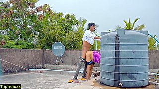 Hindi real Hot Sex at roof! Plz Don't Cum Inside pussy