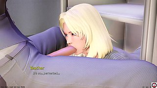 Animated blonde gets down with her students in this wild sex story