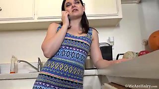 Amy Faye strips naked and masturbates in kitchen - WeAreHairy