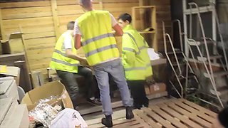 Cock Sucking Orgy In Warehouse - Aaron Aurora, Aiden Jason amp Skye Romeo