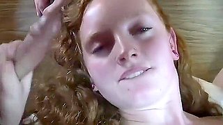 Innocent Amateur Redhead Bitch Loves Her First Gangbang