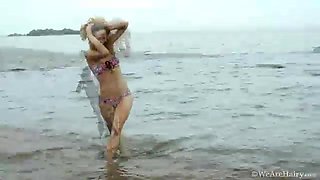 Mimi Lea poses naked outdoors and strips on a rock - WeAreHairy