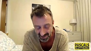 Wild domination whore gagging on sex toy