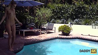 DADDY4K. Gorgeous blonde cheats on BF with his hot stepdad by the pool