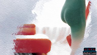 Petite Asian mommy doing yoga and strips