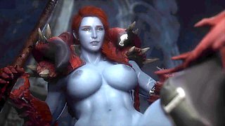 Thicc monster girl hellbender from Guardians of the Galaxy in a 3D POV scene